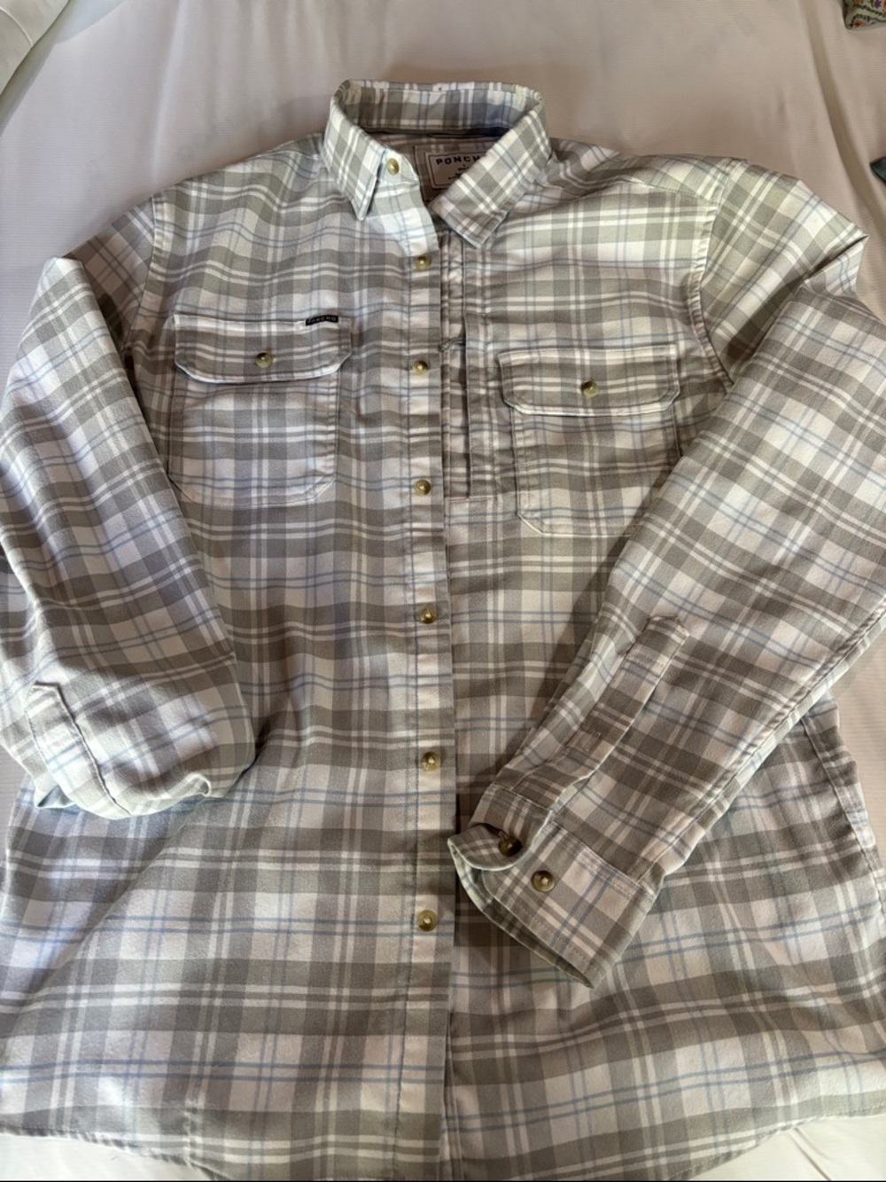Ponytail Men's Plaid Button-Down Dress Shirt in Light Gray